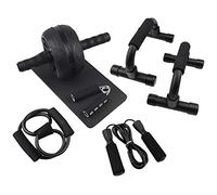 Kit de rouleau abdominal avec barre de pompes, corde à sauter, pince à main, ressort d'exercice et genouillère, équipement d'entraînement de gym à domicile pour entraînement de fitness