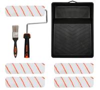 Kit de Rouleau de Peinture et Pinceau Peinture Mur et Plafond 8Pcs avec Reservoir Poignée à Rouleau Bac Peinture Manchons de