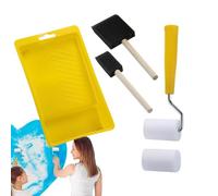 Kit de rouleau de peinture - Mini rouleau de peinture | Plateau à rouleaux de peinture | Ensemble de mini pinceaux avec plateau A | Brosse à main avec poignée, pinceaux intérieurs pour plafonds et