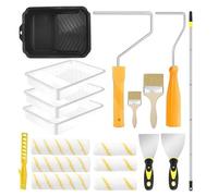 Kit de Rouleau de Peinture,Rouleau Multifonction Avec Manche Télescopique | Outil Pour Projets Maison Clôtures Terrasses Portes Murs Plafonds Pour Lissage Uniforme