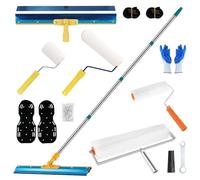 Kit de Rouleau Debulleur Ragreage, 9 Pièces avec Patins à Clous Raclette Sur Pied 3CM Rouleau Désaérateur 56CM Rouleaux 23CM+48CM Rouleaux 9CM+ 23CM Tige Télescopique 170CM
