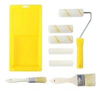 Kit de Rouleau Peinture Anti Goutte 8 Pièces avec Plateau, Mini Rouleau, Pinceaux, pour Travaux, Bricolage, Rénovation, Décoration