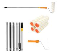 Kit de Rouleau Peinture avec Manche Télescopique 30-180 cm, Rouleau a Enduire, Perche Telescopique Peinture, 4 Rouleaux de Rechange, Outillage pour Rénovation Maison