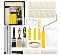 Kit de Rouleaux de Peinture 20 Pièces Set Complet pour Murs et Plafonds Rouleaux 23 cm et 11 cm Bac à Peinture Pinceaux Agitateur Housse de Protection pour Décoration et Rénovation Maison