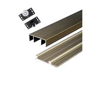 Kit de rouleaux de porte coulissante à 3 voies, roues réglables for portes en verre d'armoire, remplacement des rails supérieur et inférieur avec programme coulissant silencieux(Bronze,3.6ft)