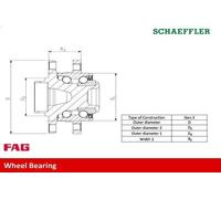 Kit de roulements de roue FAG 713 6111 50 pour SEAT LEON (5F1) 2 2012-202