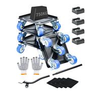 Kit de roulettes pour Meubles avec Deplace Leve Meuble Lourd sans Effort Roulette pour Chariot avec 5 Roues et Frein soulever Meuble Lourd Charge de 750 kg