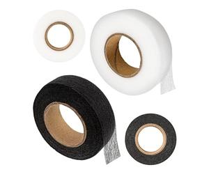 Kit de ruban d'ourlet à repasser, 50 mètres, largeur 20 mm, blanc + noir, ruban thermocollant en polyamide, non-tissé d'ourlet pour réparer et raccommoder tissu, rideau, voilage, pantalon