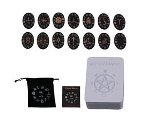 Kit de runes de sorcière | Ensemble de runes de sorcières mystiques en | bois | Ensemble de pierres runiques, ensemble de runes de sorcière avec guide pour la divination et les pratiques magiques