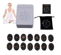 Kit de runes de sorcières, ensemble de runes en bois,Ensemble de runes mystiques de sorcières en bois de 14 pièces | Guide complet Ensemble de runes de sorcières avec guide pour la prédiction du futur