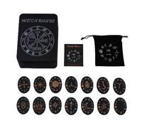 Kit de runes de sorcières - Runes en bois et livre, ensemble de pierres runiques de sorcières mystiques, avec guide pour la divination et la magie pour les débutants, païen/ /