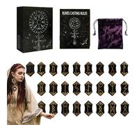 Kit de Runes en Bois - Charmes gravés, étui de Voyage | Accessoires de Pratique de Lecture ésotérique avec Pochette de Stockage pour Pagan rituel collège camarades de Classe collègues Camping as
