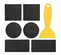 Kit de Rustine pour Trampoline | 6 Pièces de Ruban Réparation pour Filet de Trampoline - 3 Formes de Patchs Auto-Adhésifs Inclus avec Un Grattoir pour Utilisation en Jardin Tente