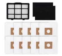 Kit de sacs de rechange réutilisables et lavables pour aspirateur traîneau Eureka NEN170 - 10 sacs + 2 éponges filtrantes d'entrée + filtre HEPA, noir et blanc