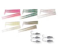 Savage Gear Sandeel Kit - 10cm & 11cm Paddle Tail & Slug Lures pour Les pêcheurs en mer, Inclut des têtes de turlutte, parfaites pour cibler Les Poissons prédateurs dans l'eau salée. Assortis Varied