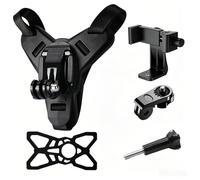 Kit de sangle de menton universel pour caméra d'action - Compatible avec GoPro/DJI/Insta/AKAS - Bras pivotant réglable à 180° et base en silicone antidérapante pour casque de moto, vélo, ski