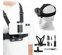 Kit de sangle de poitrine pour caméra d'action - Sangle de poitrine réglable pour téléphone portable compatible avec GoPro, DJI Osmo, Insta360, et plus encore | Filmage POV mains libres pour sports