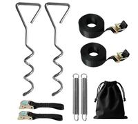 Kit de Sangle Latérale pour Thule Omnistor Auvent de Caravane avec 2 Clous en Spirale et 2 Ressorts Absorbant les Chocs, 2 Sangles élastiques et Sac de Rangement pour Camping en Plein Air, Camping-car