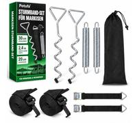 Kit de Sangle Tempête pour Auvent de Caravane avec Ancrages en Spirale | Protection pour Camping-Car, Compatible avec les Auvents Thule, avec Sangles de Serrage contre les Tempêtes