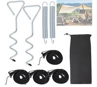 Kit de sangle tempête pour auvent et camping-car - Protection contre les tempêtes pour auvent de caravane - Compatible avec les auvents Thule - Avec ancrages en spirale et sangles de serrage