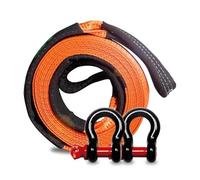 Kit de Sangles de récupération Tout-Terrain, Sangle de remorquage de 7,6 cm x 9,1 m + récepteur d'attelage à Manille de 5 cm (12 250 kg) + manilles annulaires + Sac, Accessoires de treuillag
