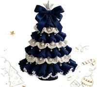 Kit de sapin de Noël en crochet à faire soi-même pour débutants | Décoration de vacances faite à la main avec fil, crochet, perles, ruban | Coffret cadeau d'ornement artisanal (option B)