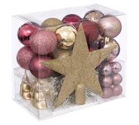 Féérie Lights & Christmas - Coffrets Décoration sapin de Noël 44 pièces - Rose et Doré