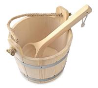 Kit de Sauna 9.9 '', seau de Sauna en bois avec doublure en plastique, avec louche, baril renforcé avec poignée épaisse pour salle bain