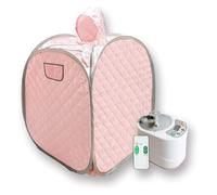 Kit de Sauna Portable for Une Personne, Tente de Chapeau de Spa for Tout Le Corps à la Maison, Comprenant Un cuiseur Vapeur de 2 L avec télécommande pour la détente(Pink-Border)