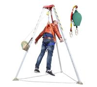 Kit de sauvetage, Équipement en alliage d'aluminium for palans, outils de sécurité incendie et sauvetage for puits d'exploration, regards, tunnels égouts(1800LBS Winch+Fall Protection)