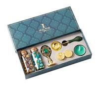 Kit de sceau de cire - 22 x 10 cm - Avec poignée en bois et laiton - Kit complet de cire à cacheter pour perles de cire - Chauffe-perles et cuillère - Enveloppe créative pour mariage - Décoration de