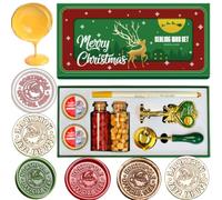 Kit de sceau de cire au Père Noël, avec boîte cadeau de Noël, 2 bouteilles de perles de cire (1 A) - Atopbb Santa Claus Northpole