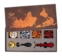 Kit de Scellage à Cire Vintage, Tampon en Laiton et Bois, Coffret | Réutilisable, Portable et Soigné, Boîte Présent Incluse, pour Cachets Cérémoniels et Correspondance Raffinée