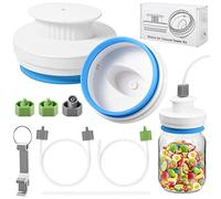 Kit de scellage de bocaux Mason amélioré - Ensemble de scellage avec tuyaux compatibles avec les scelleuses sous vide FoodSaver - Pour bocaux à large ouverture et à ouverture régulière (blanc)