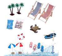 Kit de Scène de Plage Miniature | Accessoires pour Maison de DIY Scène de Bord de Mer - Set De Mini Figurines D'Île,pour Bureau Appartement Jardin Zen Vitrine Chambre Enfant
