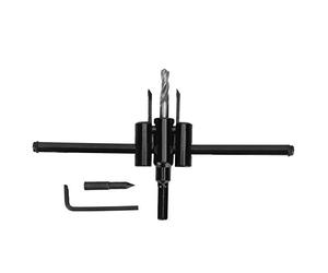 Kit de scie à découper des trous réglable, outil de coupe circulaire en acier allié pour panneaux de bois et de plastique, ouvre-trou rond à double lame avec repères gradués pour (30-200mm)