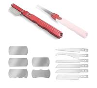 Kit de scie à main de précision 2 en 1 avec poignée ergonomique universelle, 11 lames interchangeables (5 larges + 6 étroites), design à vis pour le modélisme, le travail du bois