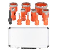 Kit de scie à trou de diamant de 11 pièces, différentes tailles 6 à 68 mm, adaptateur de tige hexagonale M14 - Cire de refroidissement à haute efficacité, technologie de brasage à