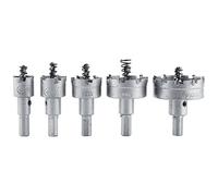 Kit de scie cloche en carbure TCT, kit de 5 scies cloche, scie cloche à 3 lames 20/25/30/40/50 mm, scie cloche en carbure pour acier inoxydable, aluminium, plastique et bois