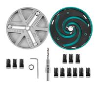 Kit de scie cloche réglable 12 lames, outil d'ouverture de trou rond, outil de poinçonnage pour le travail du bois, plage de diamètre de 1,8 à 5 pouces, construction en alliage