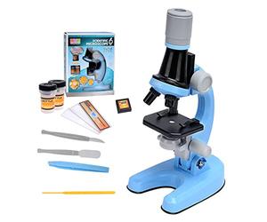 Kit de Science au Microscope avec Une Amplification 100X 400X 1200X Scientifique lamelles Cadeau STEM éducatif pour étudiants et débutants
