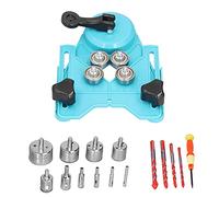 Kit de scies à trous en diamant, 16 pièces - Ensemble d’outils de perçage au diamant avec mèches à queue triangulaire et bride de guidage réglable pour carrelage, verre, bois, (Bleu clair)