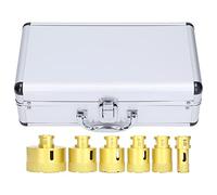 Kit de Scies Cloche Diamantées 6 Pcs, Forets à Trépan M14, Carottage Verre Marbre Granit - Haute Performance, Revêtement Émeri Épaissi, Boîte Aluminium Antirouille