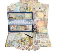 Kit De Scrapbooking (96 Pcs),Collection Vintage-Pays Des Merveilles,Parfait Pour Les Matériaux De Scrapbooking À Bullet,Les Planificateurs Diy,L'artisanat Et Le Collage.