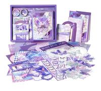 Kit de scrapbooking esthétique de 162 pièces, kit de fournitures de scrapbooking sur le thème des papillons vintage avec grille A6, carnet de notes, autocollants en papier Washi pour bricolage