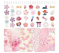 Kit de scrapbooking Sakura, autocollants décoratifs en fleurs de cerisier et découpes de fleurs en papier, autocollants de fleurs japonaises avec feuille d'or pour agenda, loisirs créatifs (Freesa)