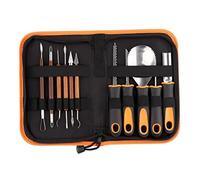 Kit de sculpture de citrouille 12 pièces, outils de sculpture portables d'Halloween avec sac de rangement - Lames en acier inoxydable pour lanternes Jack-O-Lanterns et décorations de vacances