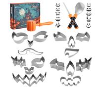 HAUSHOF Kit de Sculpture de Citrouille d'Halloween 23 Pièces, Outils Professionnels avec Cuillère, Scie, Marteau et Emporte-Pièces, Couteaux en Acier Inoxydable pour DIY Décorations d'Halloween