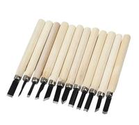 Kit de sculpture sur bois Couteau à ciseau professionnel for sculpture sur bois, ensemble d'outils main for la détaillée de base, Gouges for menuisiers 12 pièces
