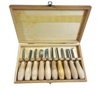 Kit de sculpture sur bois Ensemble de mini ciseaux à sculpter 130 mm, 10 pièces, for menuiserie, bricolage, manche circulaire, outil sculpture, ciseau précision for gravure sur bois